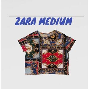 ZARA TRAFALUC REGAL FRENCH PRINT SHIRT MEDIUM